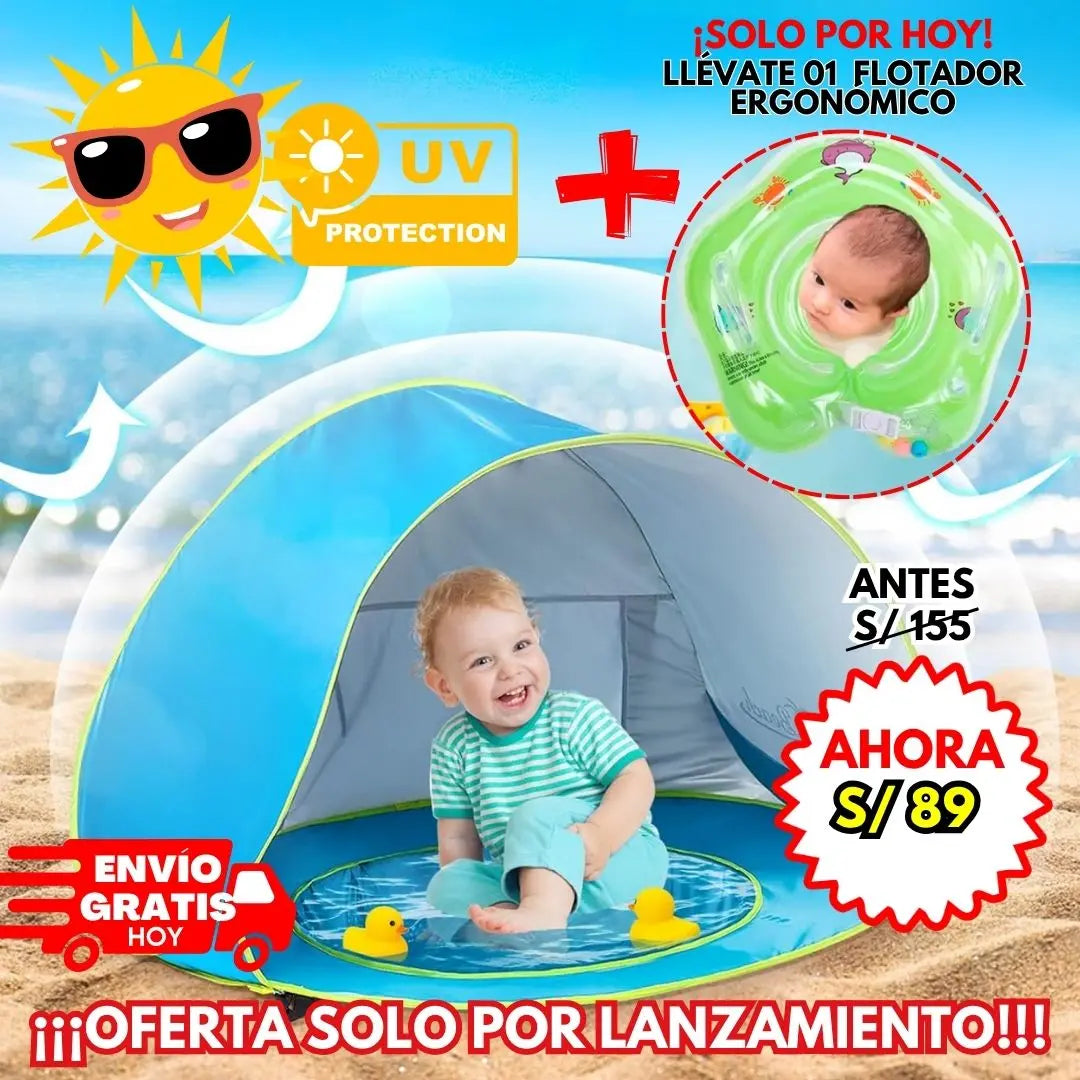 CARPA PLAYERA 2 EN 1: Piscina incorporada l ENVÍO GRATIS