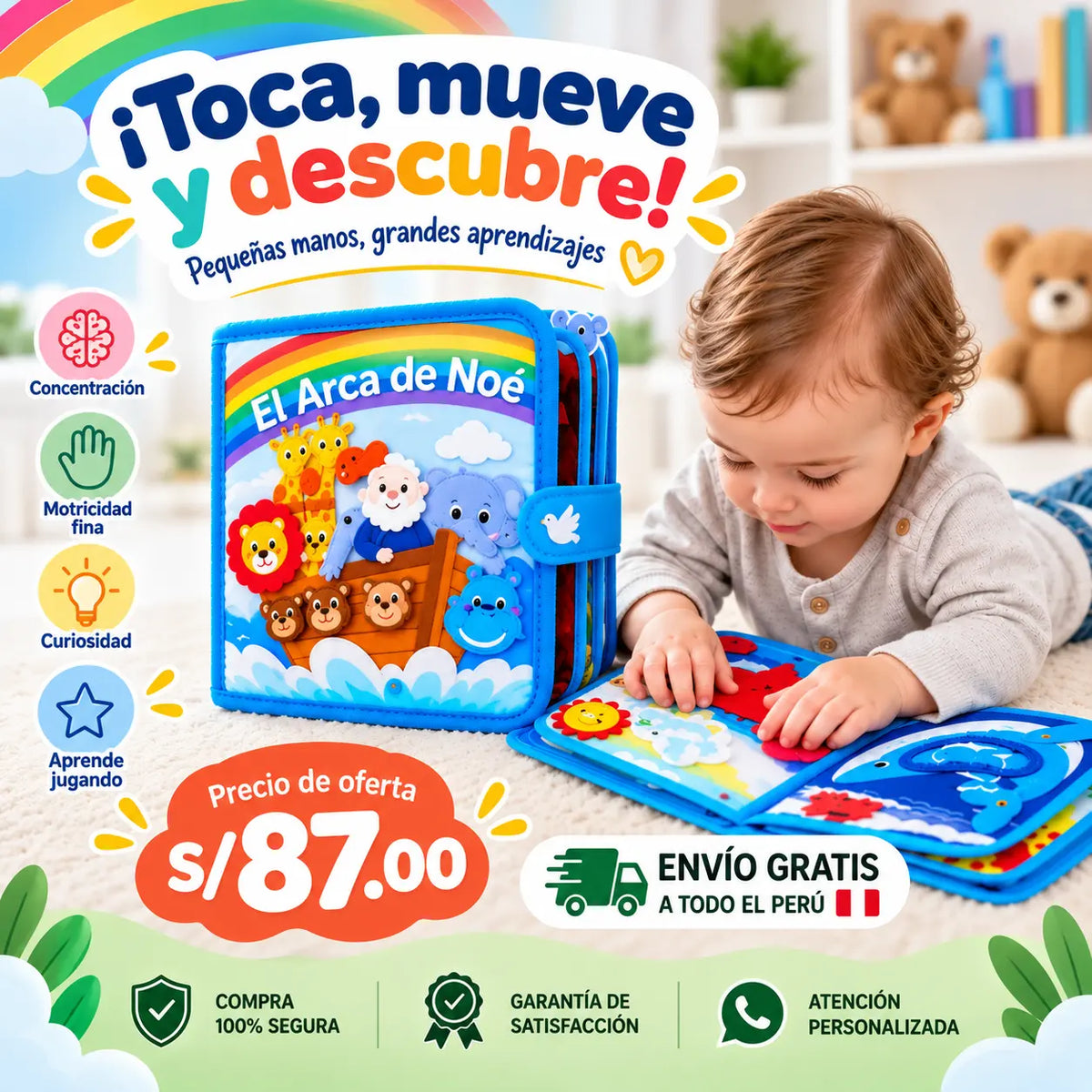 Libro sensorial "Arca de Noé" 🦁🐘🌈