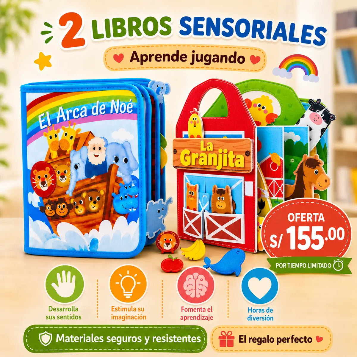 Libro sensorial "Arca de Noé" 🦁🐘🌈