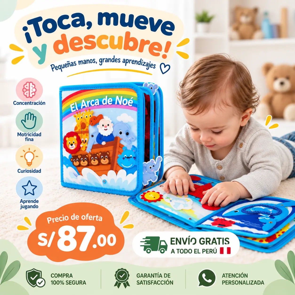 Libro sensorial "Arca de Noé" 🦁🐘🌈