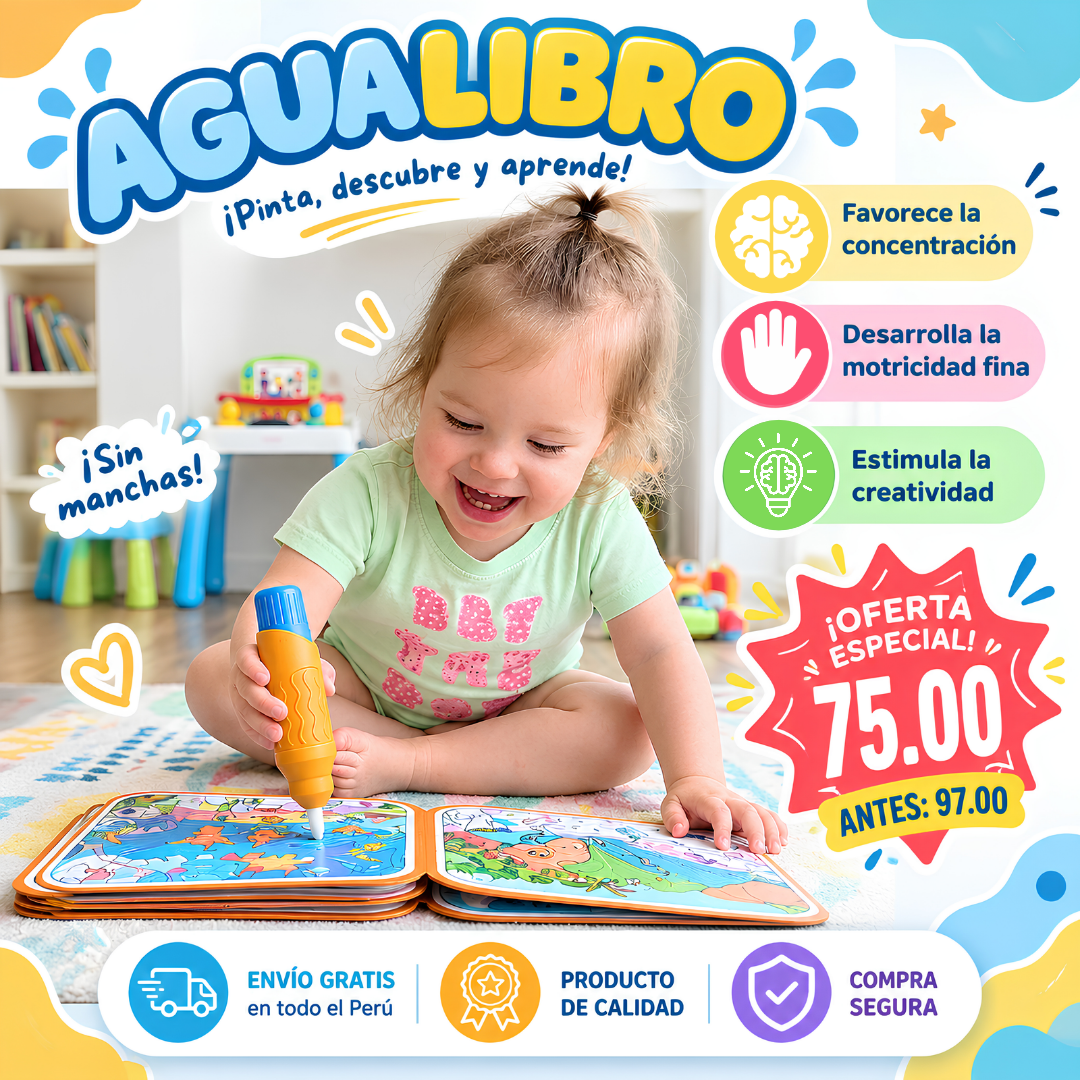AguaLibro💧: Libro de pintura con agua y actividades didácticas (en español)✨🌈