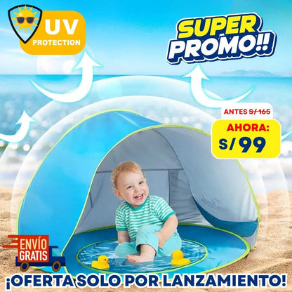CARPA PLAYERA 2 EN 1: Piscina incorporada l ENVÍO GRATIS